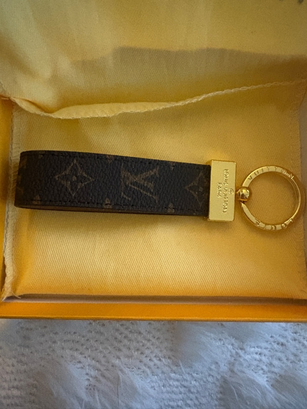 Louis Vuitton resembling Monogram Canvas Key Strap in Brown and Gold